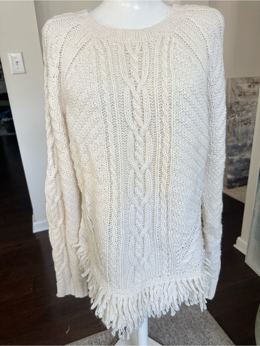 Banana Republic Cable-knit Fringed Sweater XL